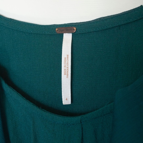 Free People dark green emerald dress with ruffles - Picture 4 of 7